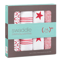 Aden + Anais Classic Swaddle Wraps 4pk - Red Collection