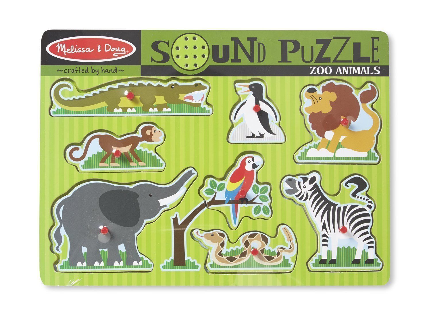 Melissa & Doug Zoo Animals Wooden Sound Puzzle 8 pieces
