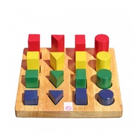 QToys - Wooden Multi- Coloured Wooden Shape & Size Board