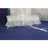 Wedding Garter - Butterfly Themed Design - White