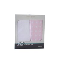 Bubba Blue Everyday Essentials 2 pack Jersey Wraps - White, Pink Stars