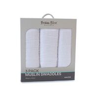Bubba Blue Everyday Essentials 3 Pack Muslin Swaddle Wraps - White