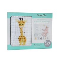 Bubba Blue Zoo Animals Milestone Muslin Blanket