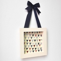 Wooden Box Frame Bunting Blue Ribbon/Cream Frame