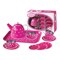 Kaper Kidz - White Polka Dot on Pink Tea Set 15 pieces