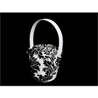 Wedding & Event Flower Girl Basket - Damask Black and White
