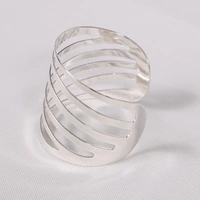 Wedding & Event Napkin Ring - Modern Linear Cut Out - Silver