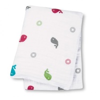 Lulujo Muslin Cotton Wrap Whales