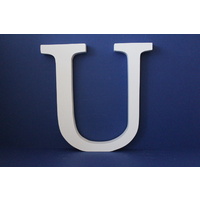 Large Wooden Letters Uppercase White 20cm Serif Font "U"