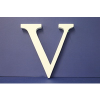 Large Wooden Letters Uppercase White 20cm Serif Font "V"
