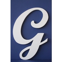 White Wooden Letter Script Font "G" 35cm