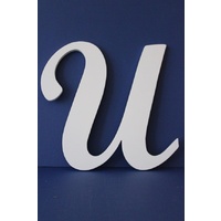 White Wooden Letter Script Font "U" 35cm