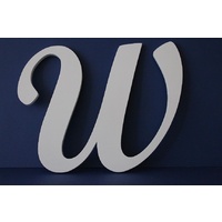 White Wooden Letter Script Font "W" 35cm