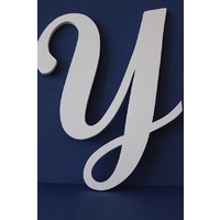 White Wooden Letter Script Font "Y" 35cm