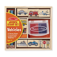 Melissa & Doug Wooden Stamp Set - Vehicles