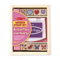 Melissa & Doug Wooden Stamp Set - Butterfly And Hearts