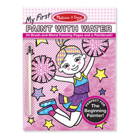 Melissa & Doug My First Paint With Water Kids' Art Pad With Paintbrush - Cheerleaders, Flowers, Fairies, and More