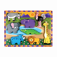 Melissa & Doug Wooden Chunky Puzzle - Safari 8 pieces