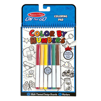 Melissa & Doug On the Go Color by Numbers Kids' Design Boards With 6 Markers - Playtime, Construction, Sports,