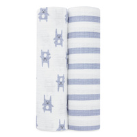 Aden Bunny Blue Flannel Swaddles by Aden+Anais