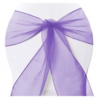 Wedding & Event Linen - Chair Sash Organza - Purple 
