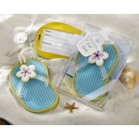 Wedding Bomboniere & Favours - Luggage Tags Flip Flop - Blue/Yellow x 10