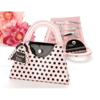 Wedding Bomboniere & Favours - Pink Polka Dot Purse Manicure Set Bridesmaid Gift