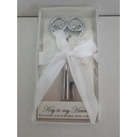 Wedding Bomboniere & Favours - Bottle Opener Key To My Heart - Silver