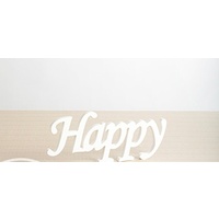 Wooden Inspirational Script Word - Happy