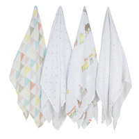 The Little Linen Company - Weegoamigo Baby Muslin Swaddle - 4 Pack - Fun and Games
