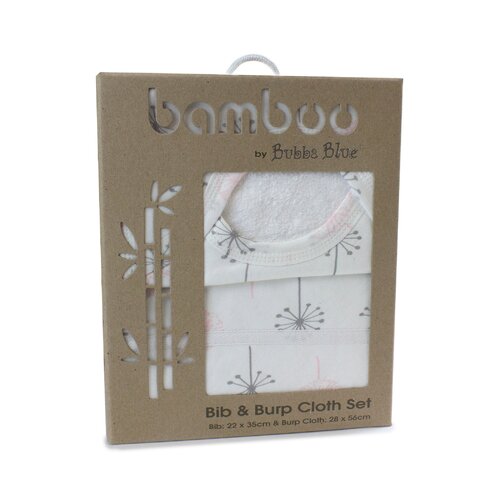 Bubba Blue Bamboo Bib & Burp Cloth Set - Pink Bloom