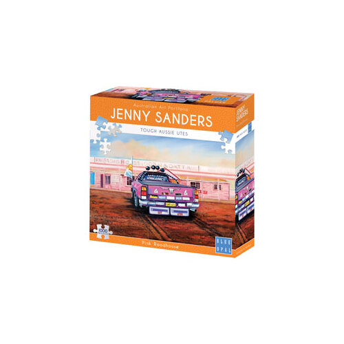Blue Opal Deluxe Jigsaw Puzzle 1000 piece Jenny Sanders Pink Roadhouse