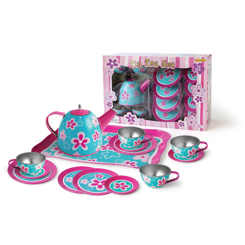 Kaper Kidz - Pink Flower Tin Tea Set