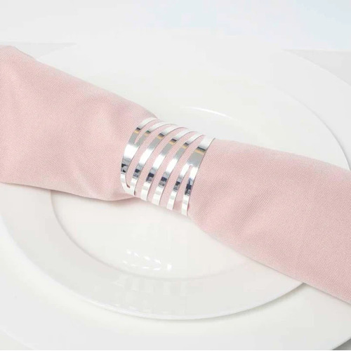 Wedding & Event Napkin Ring - Modern Linear Cut Out - Silver