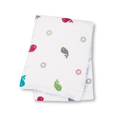 Lulujo Muslin Cotton Wrap Whales