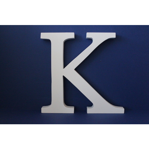 Large Wooden Letters Uppercase White 20cm Serif Font "K"