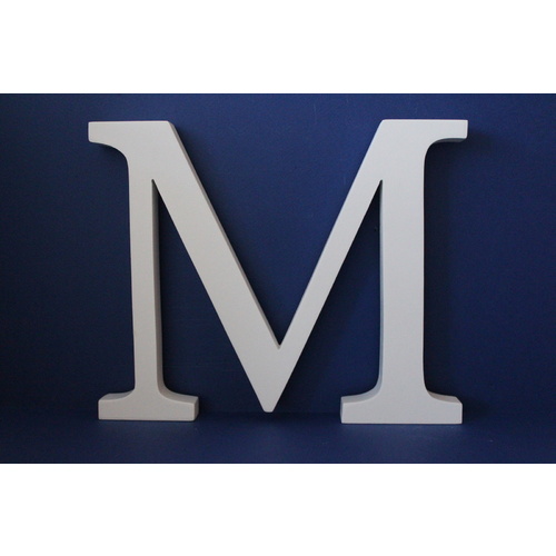 Large Wooden Letters Uppercase White 20cm Serif Font "M"