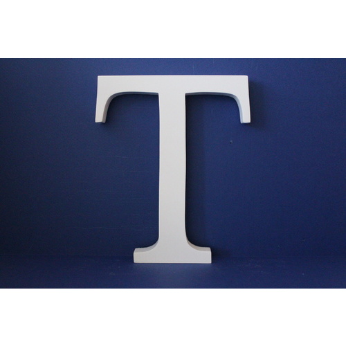 Large Wooden Letters Uppercase White 20cm Serif Font "T"