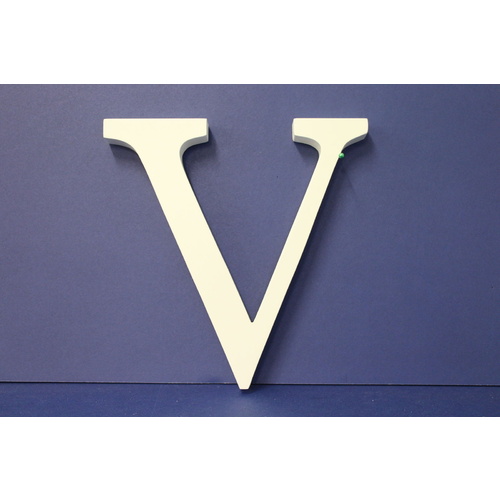 Large Wooden Letters Uppercase White 20cm Serif Font "V"