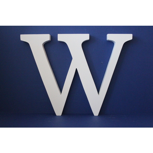 Large Wooden Letters Uppercase White 20cm Serif Font "W"