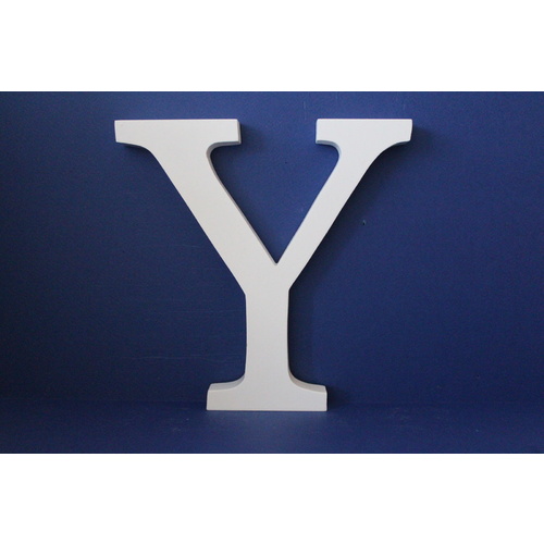 Large Wooden Letters Uppercase White 20cm Serif Font "Y"