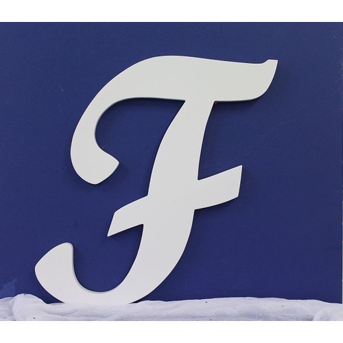 White Wooden Letter Script Font "F" 35cm