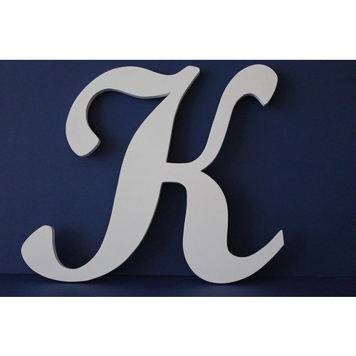 White Wooden Letter Script Font "K" 35cm