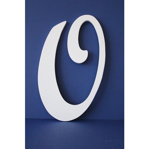 White Wooden Letter Script Font "O" 35cm
