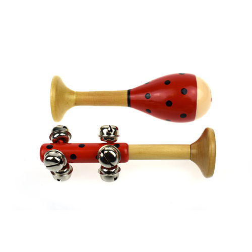 Kaper Kidz - Small Ladybug Maraca & Bell Stick