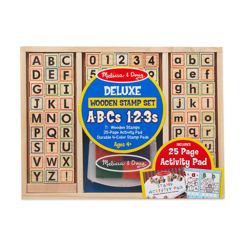 Melissa & Doug - Deluxe Wooden ABC-123 Stamp Set