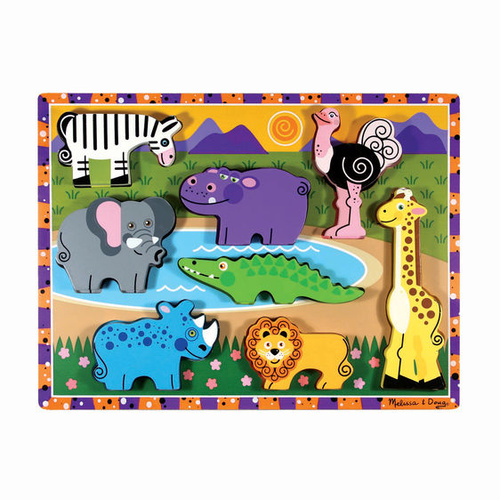 Melissa & Doug Wooden Chunky Puzzle - Safari 8 pieces