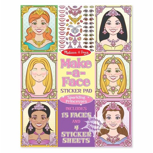 Melissa & Doug Make-A-Face Sparkling Princesses Sticker Pad