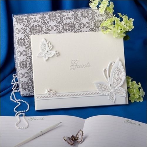 Wedding & Event Guest Book - Butterfly Themed Design White
