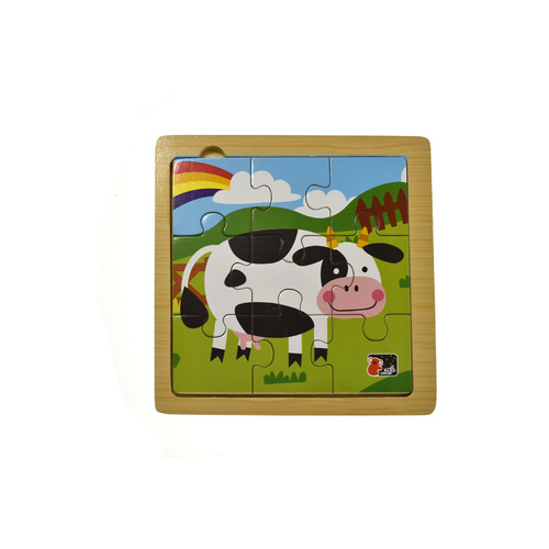 Kaper Kidz - Wooden Jigsaw Puzzle Cow - 9 pieces 